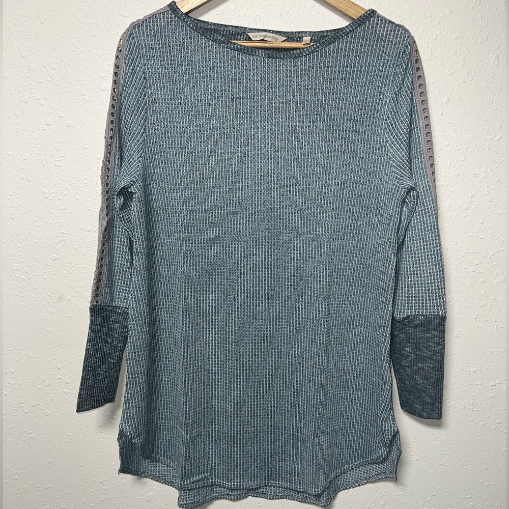 Soft Surroundings Womens Medium Blue Knit Boat‎ Neck Pullover